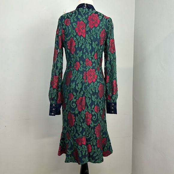 NWT The Moon Collection Green Lace Floral Neck Bow Dress Sz M - Picture 11 of 12